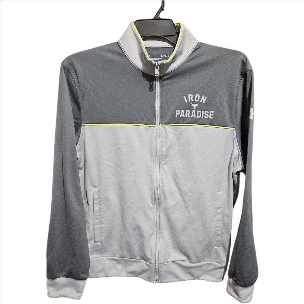 Under Armour Project Rock Iron Paradise Track Jacket Grey Mens Large 1361750-011